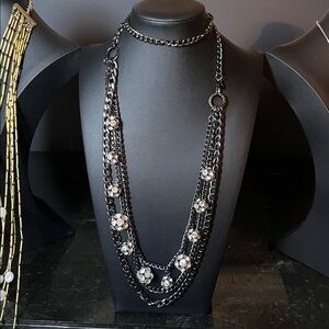 #O17.     Black and Silver Multi-Layer Necklace